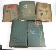 Five old postcard albums containing 1220 appx cards: A superb lot covering a wide variety of