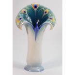 Large Franz Pottery Peacock Vase: height 37cm