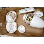 A mixed collection of items to include: large seconds Wedgwood Clio patterned vase, Coalport,