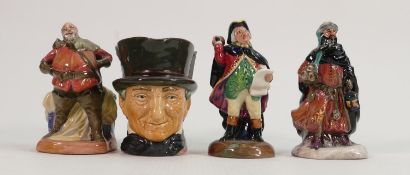 Royal Doulton Miniature Figures: Town Crier, Good King Wencelas , Falstaff & small character jug