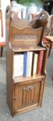 Oak Linenfold carved bookshelf & Magazine rack: