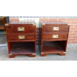 Pair Campaign Style Bedside Cabinets(2):