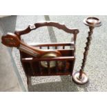 A collection of Oak items to include: barometer, magazine rack & smokers stand(3)