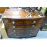 Early 20th Century Bow Fronted Mahogany Chest of 5 Drawers: Height 90cm, width 107cm & depth 53cm