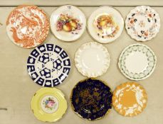 A collection of Royal Crown Derby Floral & Gilt Decorated Plates: together with Coalport & Royal