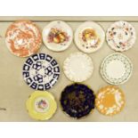A collection of Royal Crown Derby Floral & Gilt Decorated Plates: together with Coalport & Royal