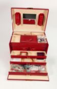 Jewellery box with watches costume jewellery and gold and silver noted: A nice quality multi draw