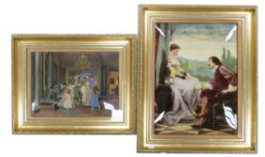 Two antique Crystoleum pictures in gilt frames: Smallest having hard to notice internal hairline