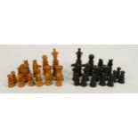 English Pattern Early Wooden Chess Set: height of King 9.8cm ref 301