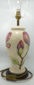 Moorcroft Pink Magnolia On Cream Ground Lamp Base: height to fitting 30cm