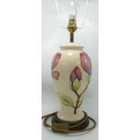 Moorcroft Pink Magnolia On Cream Ground Lamp Base: height to fitting 30cm