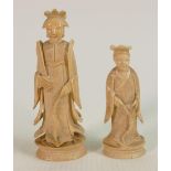 Two 19th Century Chinese Ivory Carved Figures: height of tallest 10.5cm(2) Please note that as the