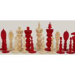 19th Century Chinese/ Burmese Bone Part Chess Set: height of King 8cm uk postage only