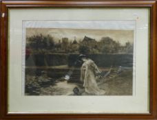 Herbert Dicksee etching THE WISHING POOL: Frost & Reed 1904, measures 50cm x 70cm excluding any