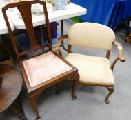 Edwardian Walnut Childs Armchair: together with later dinning chair(2)
