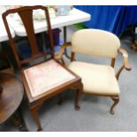 Edwardian Walnut Childs Armchair: together with later dinning chair(2)