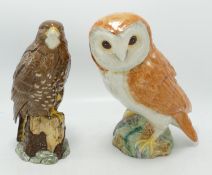 Beswick Buzzard & Owl: tallest 18cm(2)