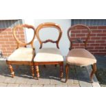 Three Non Matching Balloon Back Type Dinning Chairs(3):
