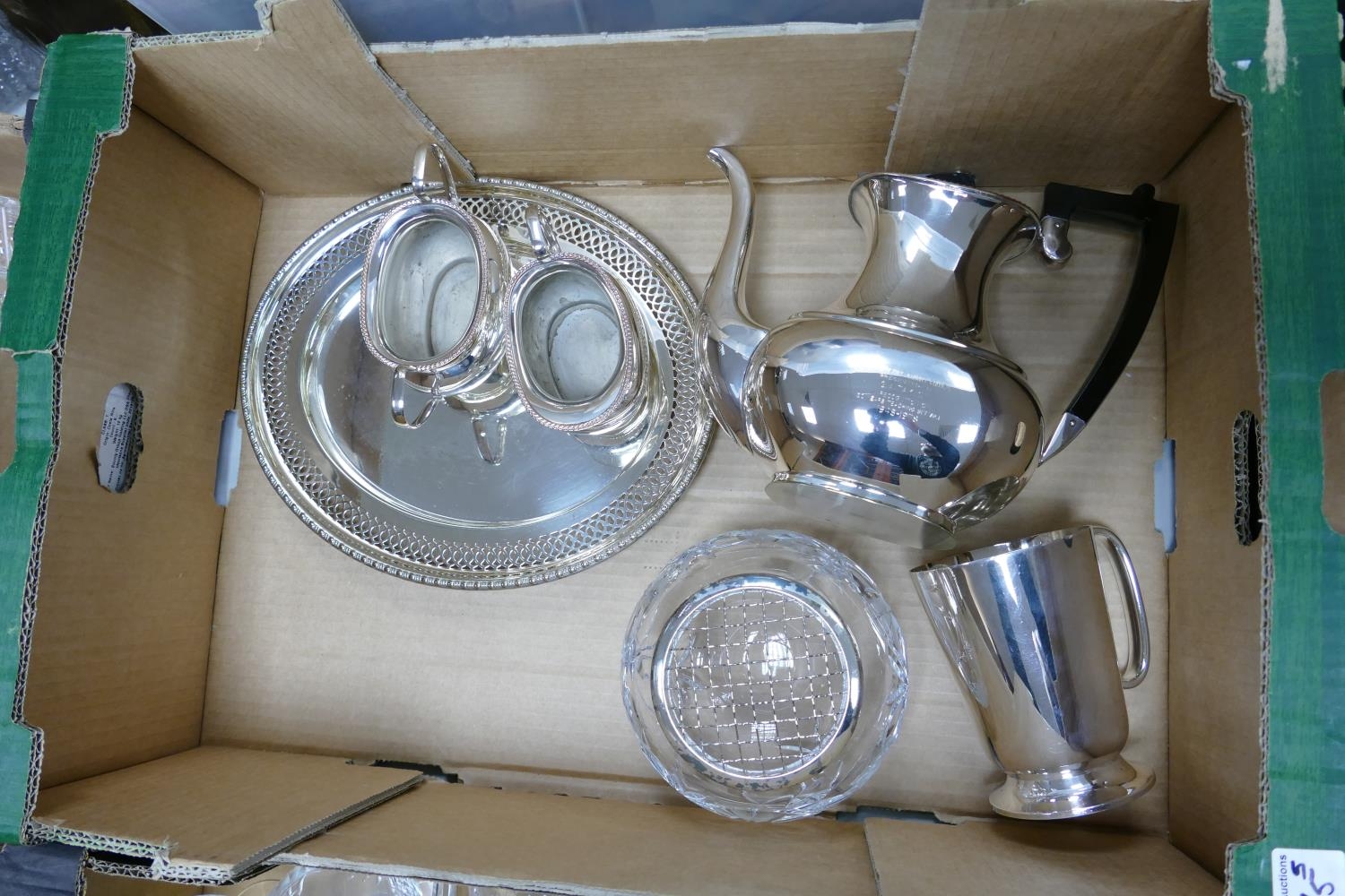 Silver Plated Tea Service: presentation mark to teapot, additional tankard & potpourri bowl noted