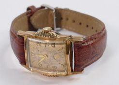 BULOVA Art Deco mechanical Wrist Watch: with later leather strap. (in ticking order)