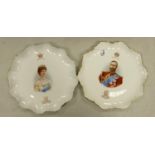 Royal Doulton 1911 Royal Carnation Plates: diameter 22cm, nips to edges(2)