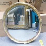 Gilt Framed Oval Wall Mirror: diameter at widest 68cm