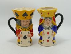 Royal Doulton small character toby jugs King and Queen of Spades D7087, King and Queen of Diamonds
