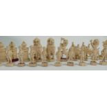 19th century Indian Ivory Chess Set: height of tallest 7cm