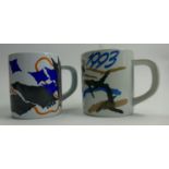 Copenhagen Annual Fajance Mugs Denmark Decorated by Danish Designers Years 1992 & 1993(2): height