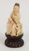 19th Century Chinese Ivory Figure of Guanyin: height on stand 14cm