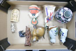 A mixed collection of items to include: 20th Century Chinese Ginger jar, Mexican Hand decorated