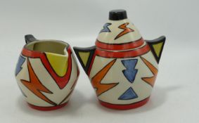 Lorna Bailey Old Ellgreave milk jug and sugar bowl: Limited edition with jazzy design