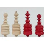 19th Century Turned & Carved Bone Chess Part Set: height of tallest 9cm(21)