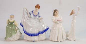 Royal Doulton Lady Figures: Pamela HN3223, Fair Maiden HN2211, Birthday Girl & Thinking of You(4)