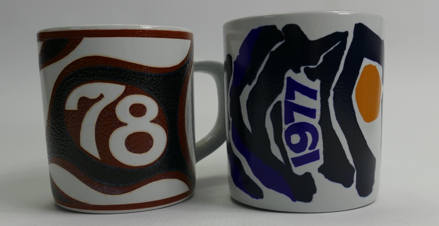 Copenhagen Annual Fajance Mugs Denmark Decorated by Danish Designers Years 1977 & 1978(2): height