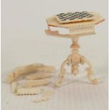 19th Century Ivory Carved Chess Table: in state of disrepair Please note that as the chess set