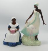 Royal Doulton Lady Figure Millie HN3945 & Cook( hairline to base)(2)