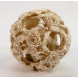 19th Century Ivory Puzzle Ball: internal damage noted, diameter 8.5cm Please note that as the