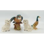 Beswick Matt Kingfisher 2371: together with similar Staffordshire Dogs & Mallard 756-2(4)