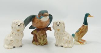 Beswick Matt Kingfisher 2371: together with similar Staffordshire Dogs & Mallard 756-2(4)