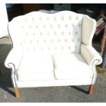 Icon Designs White Leather Effect Chesterfield Type 2 Seater Settee: length 130cm