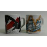 Copenhagen Annual Fajance Mugs Denmark Decorated by Danish Designers Years 2001 & 2002(2): height