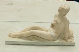 Large Plaster Figure of Reclining Nude: length 47cm