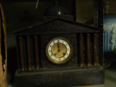 Victorian marble and slate mantel clock:
