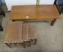 Mid century teak coffee table: together with Middle Eastern themed small nest of 3 tables.