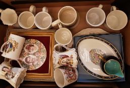 A mixed collection of ceramic items to include: royal commemorative items, boxed Wedgwood