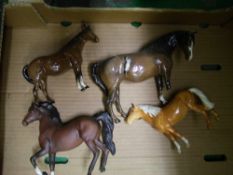 A group of 3 Beswick horse figures (a/f): together with a brown matt Beswick prancing Arab figure (