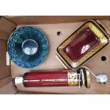 Carlton Ware Rouge Royale table lamp: together with matching tray.