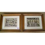 A pair of framed original Louis Wain cat prints: Getting ready for the holidays & The Christmas