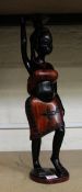 A very large African hardwood hand carved figure of a lady: 59cm in height.